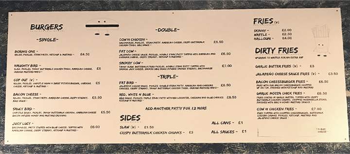 Cow N Bun Menu